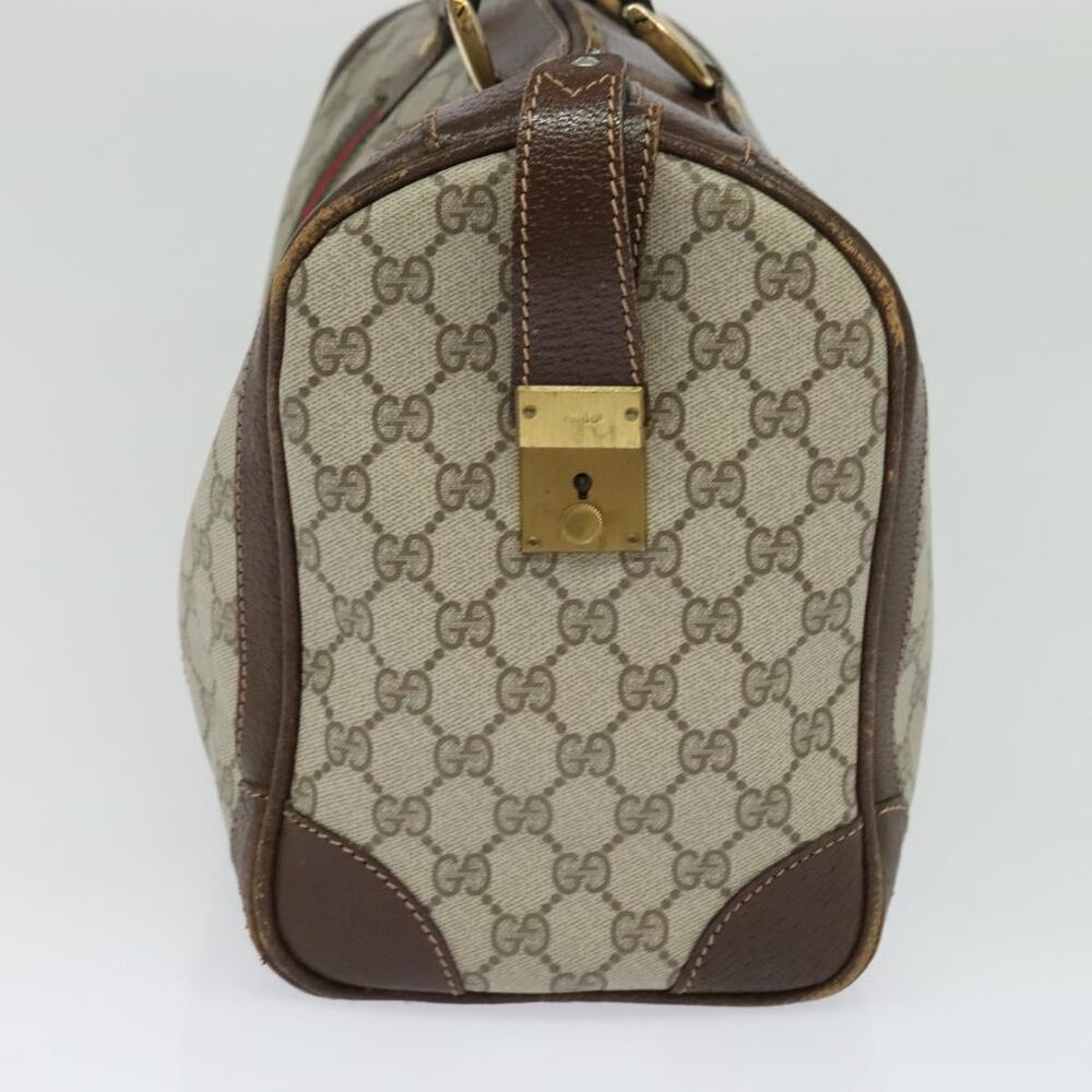 GUCCI GG Supreme Web Sherry Line Hand Bag Pvc Beige Gold Red - Picture 4 of 16
